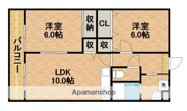 マンション紫雲E(2LDK/2階)の間取り写真