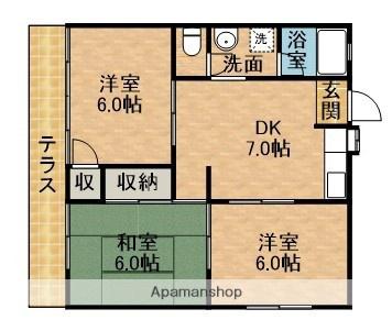 ファミネス西伊場(3DK/1階)の間取り写真