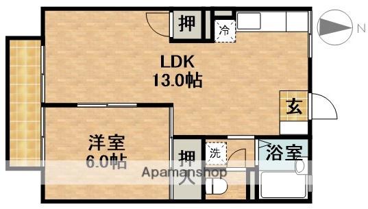 セジュール本町(1LDK/2階)の間取り写真
