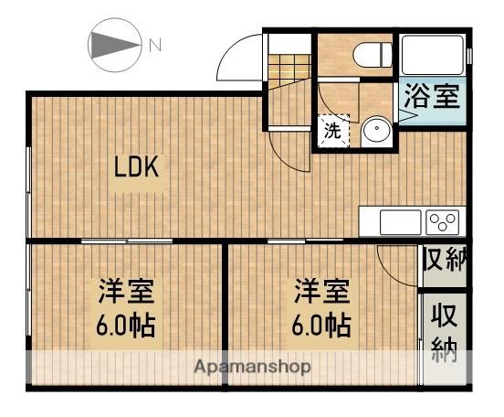 パレフローラA(2LDK/2階)の間取り写真
