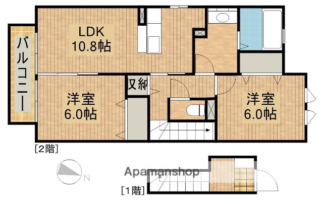 GRACIAⅠ(2LDK/2階)の間取り写真