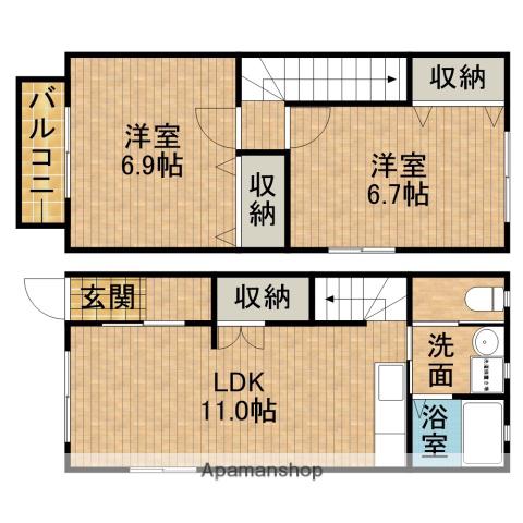 ムーンテラスⅡ(2LDK)の間取り写真