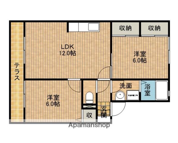 ハイカムールSHIMIZU(2LDK/1階)の間取り写真