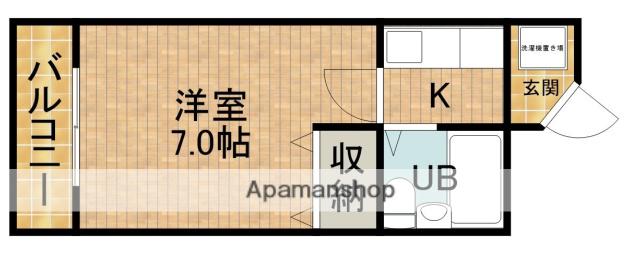 フォーラム和地山(1K/2階)の間取り写真