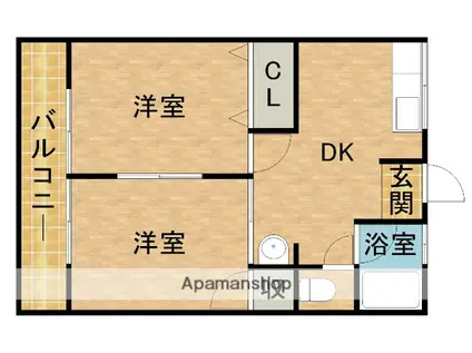 シティハイムアカシ(2DK/2階)の間取り写真