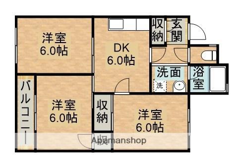 リバーサイドいりの(3DK/1階)の間取り写真