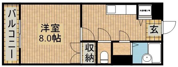 東海ホーム鴨江(1DK/4階)の間取り写真
