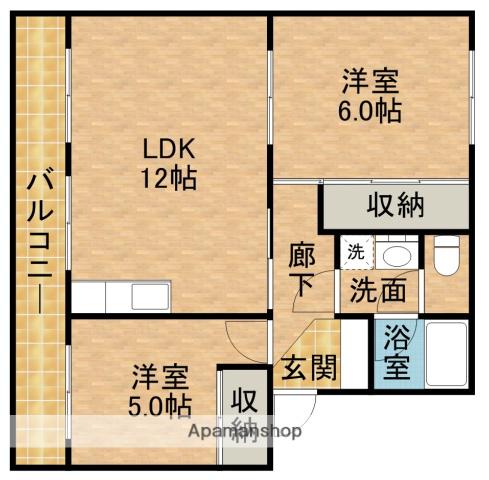 たかみマンション(2LDK/3階)の間取り写真