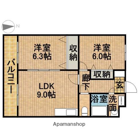 ブライトタイムⅡ(2DK/1階)の間取り写真