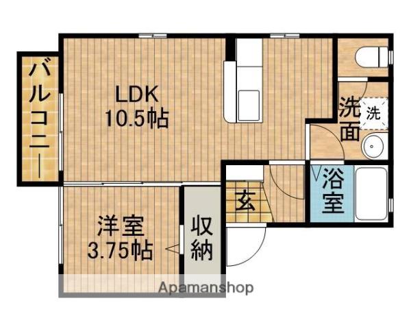 シェ・リールAOKI A(1LDK/1階)の間取り写真