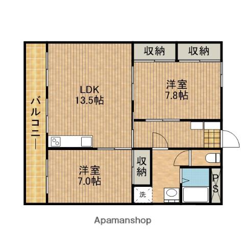 コーポラス小石川(2LDK/2階)の間取り写真