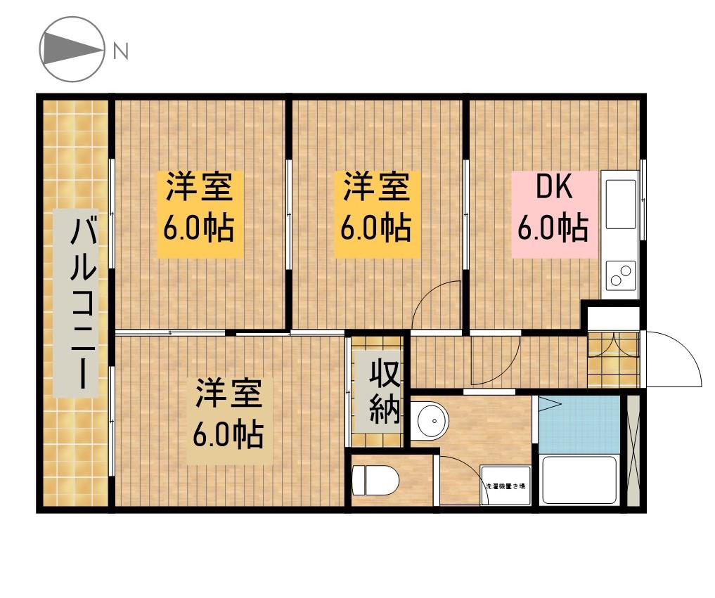 浜北グランドマンション(3K/1階)の間取り写真