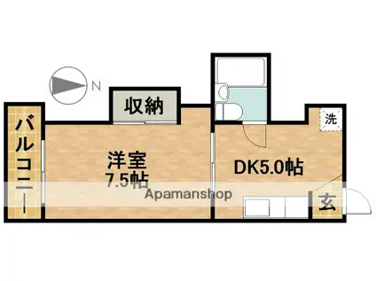 カーサナカジマ(1DK/3階)の間取り写真