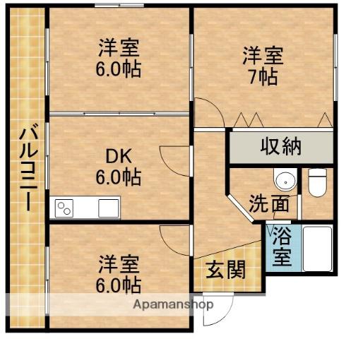 マンションK三浦(3DK/2階)の間取り写真