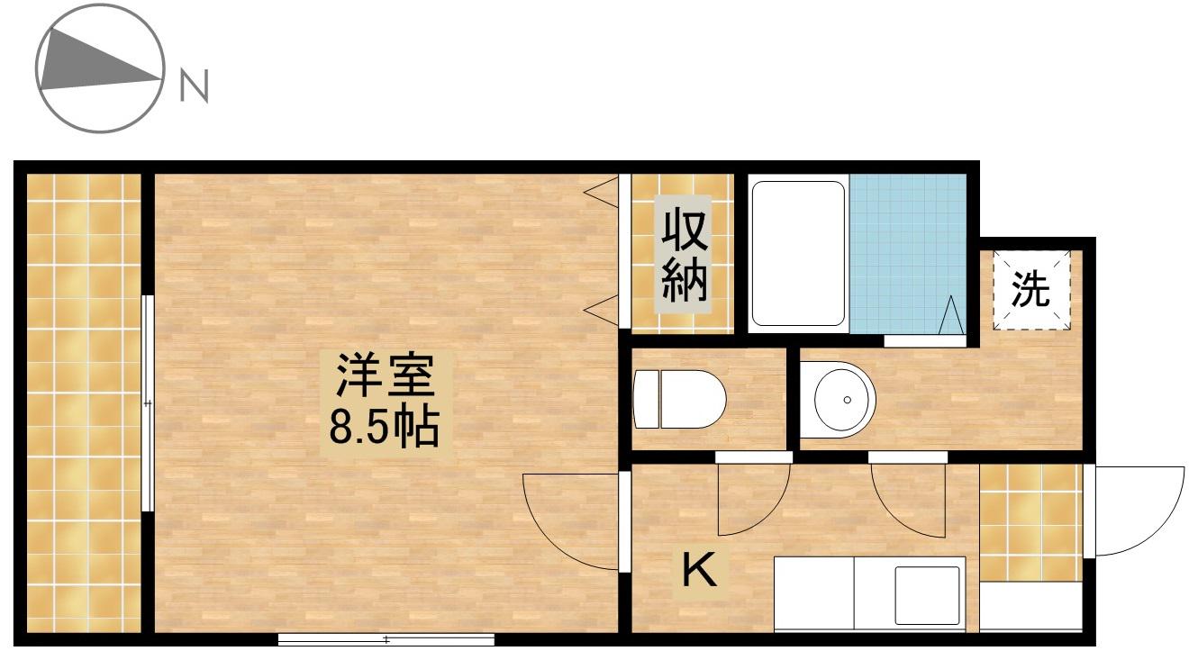 フット・フォール(1K/2階)の間取り写真