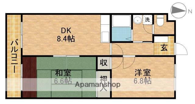ビューしじみの森(2DK/1階)の間取り写真