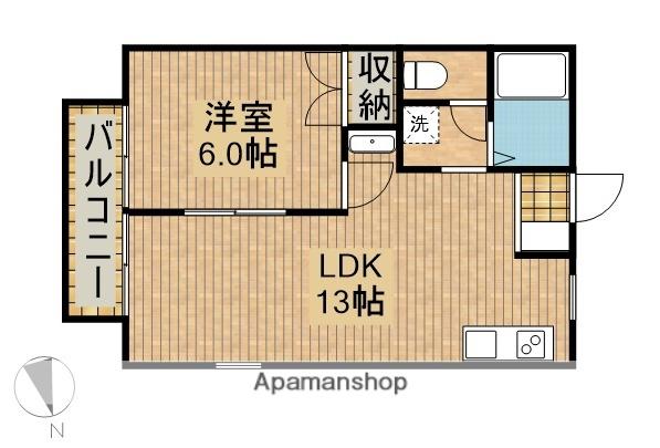 コーポ雅(1LDK/2階)の間取り写真