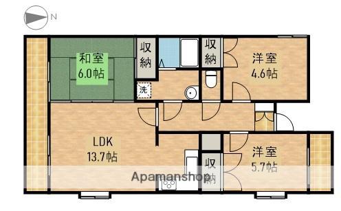 小倉広沢マンション(3LDK/1階)の間取り写真