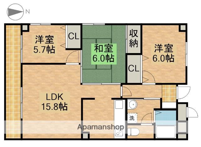 ライフ第5マンション大平台(3LDK/5階)の間取り写真