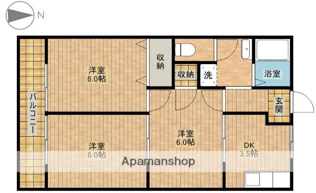 バームハイツ(3K/3階)の間取り写真