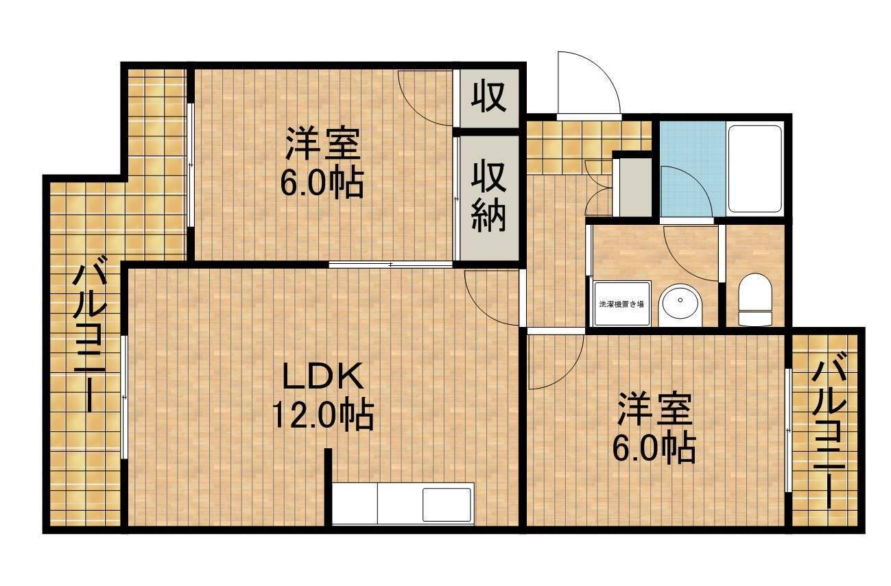 サンブライトン(2LDK/1階)の間取り写真
