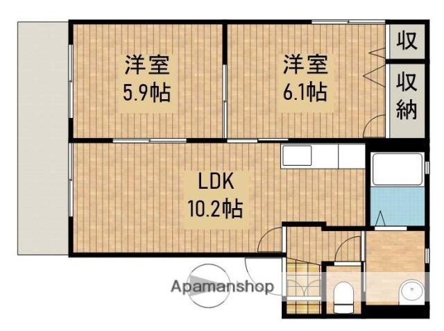 サンスプリングB(2LDK/1階)の間取り写真