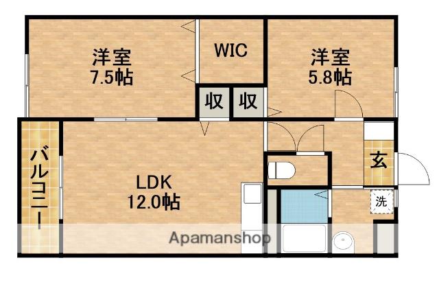 プリントス(2LDK/3階)の間取り写真