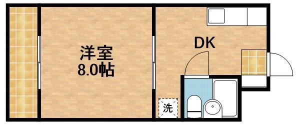 ハイツ天龍Ⅰ(1DK/3階)の間取り写真