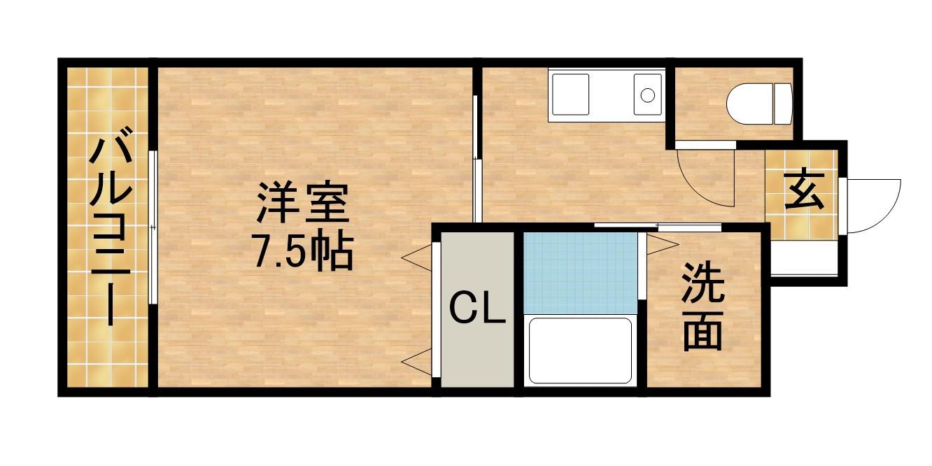 リバティー(1K/2階)の間取り写真