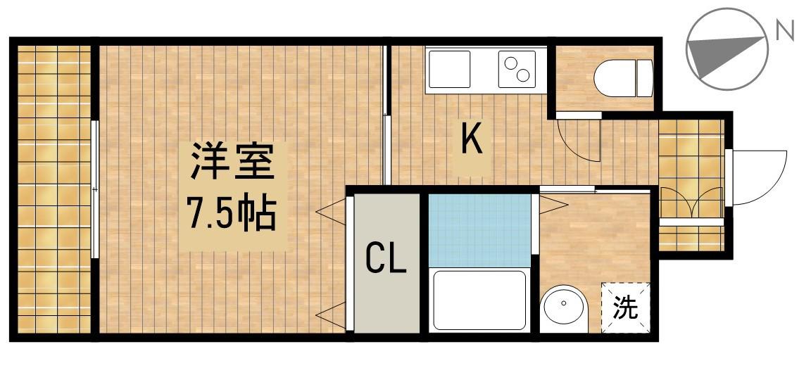 リバティー(1K/3階)の間取り写真