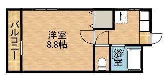 根上り松マンション松山(1K/2階)の間取り写真