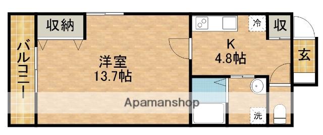 まきの木館 うたり(1DK/2階)の間取り写真
