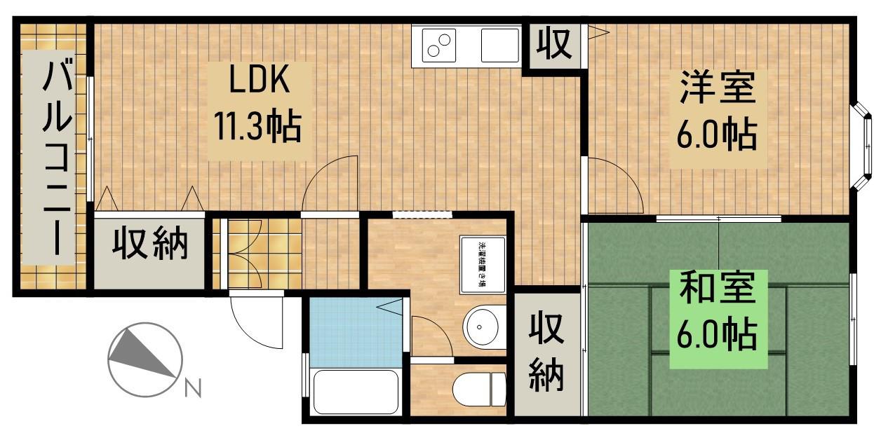 アンソレイエ Ⅱ(2LDK/1階)の間取り写真