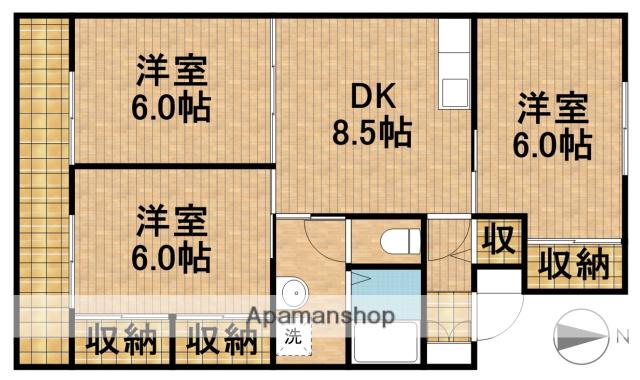 グランドール上島(3DK/1階)の間取り写真