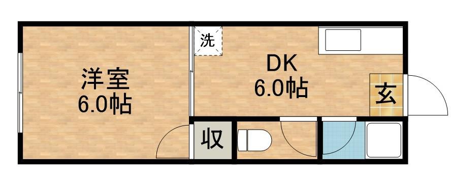 フォーブルエボック Ⅲ(1DK/1階)の間取り写真