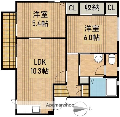 コートAXIS(2LDK/2階)の間取り写真