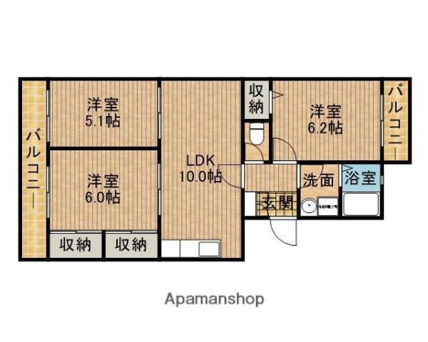 シャルマンKOGAWA(3LDK/2階)の間取り写真