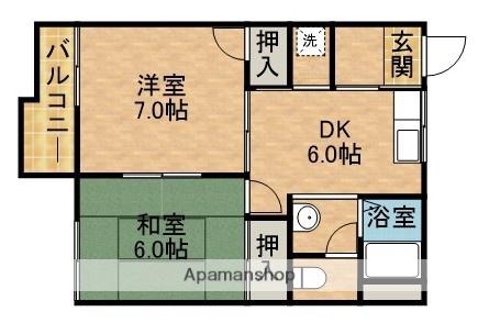 レイクタウンA(2DK/1階)の間取り写真