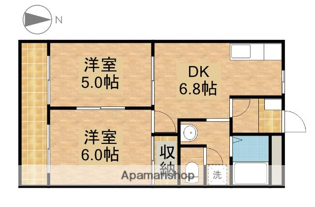 コーポ村田Ⅱ(2DK/2階)の間取り写真