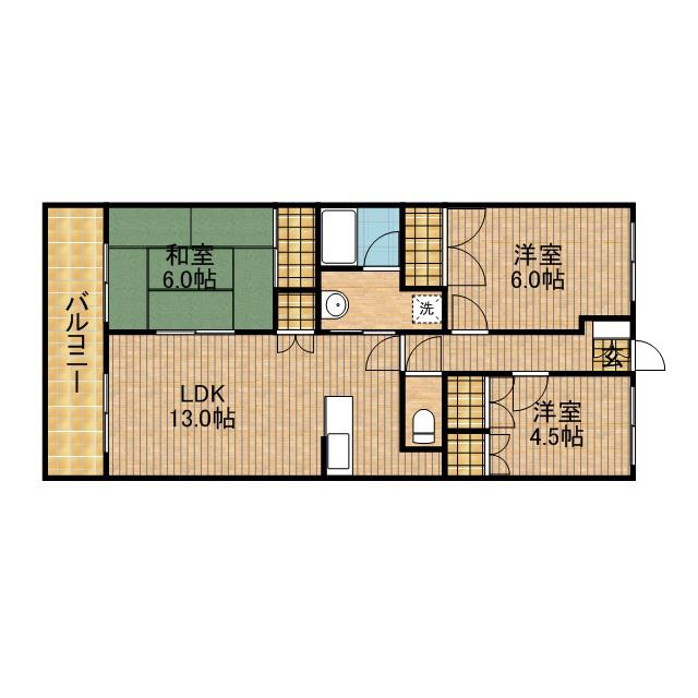 高田レジデンス(3LDK/2階)の間取り写真