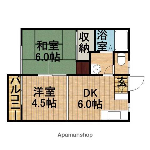 メゾンスギヤ(1LDK/2階)の間取り写真
