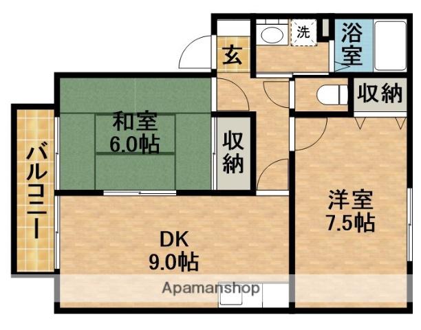 ファサードA(2DK/1階)の間取り写真
