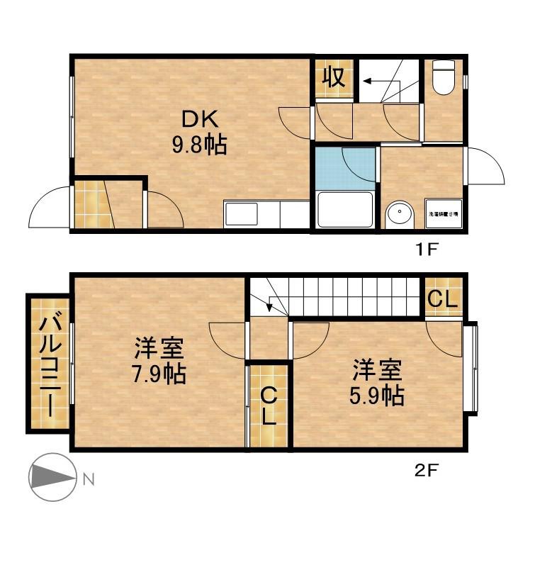 メゾン川井中町(2DK)の間取り写真