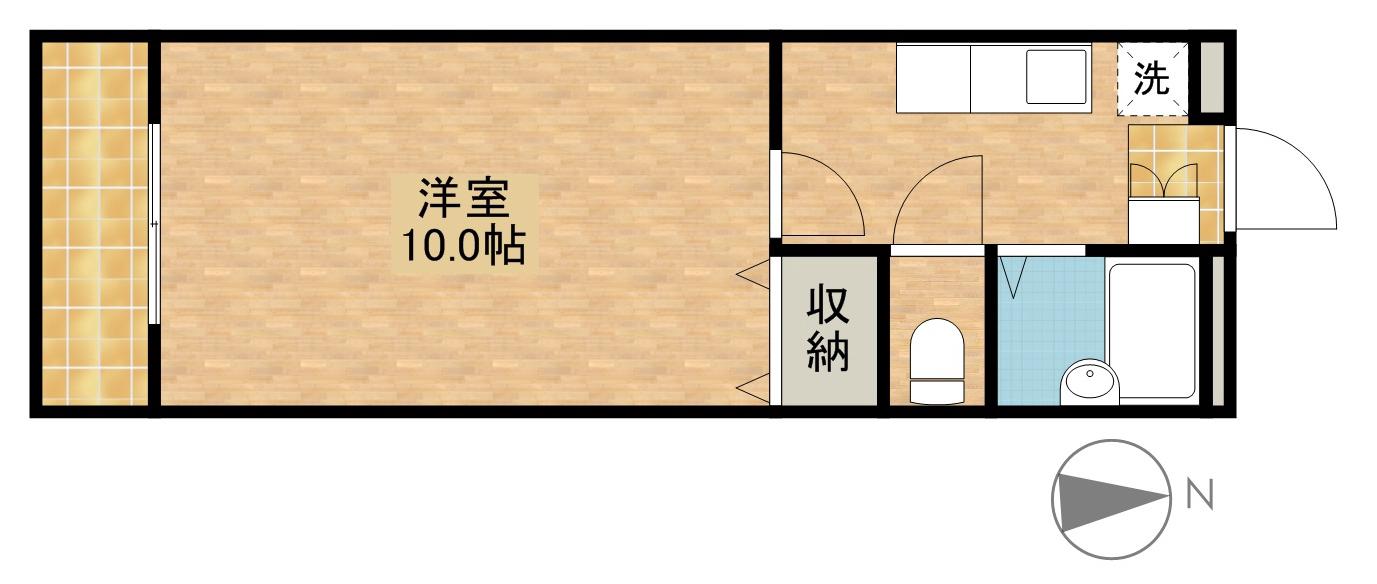 コスモス佐鳴台(1K/2階)の間取り写真