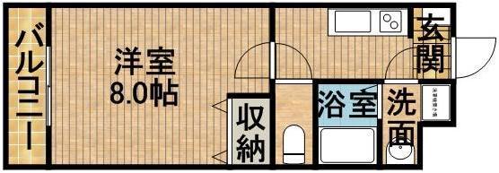 ミールカン(1K/2階)の間取り写真