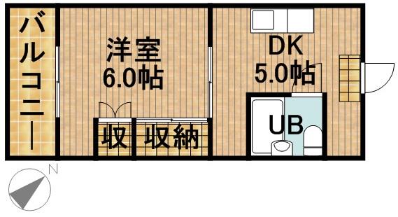 ハイツサンローズ(1K/1階)の間取り写真