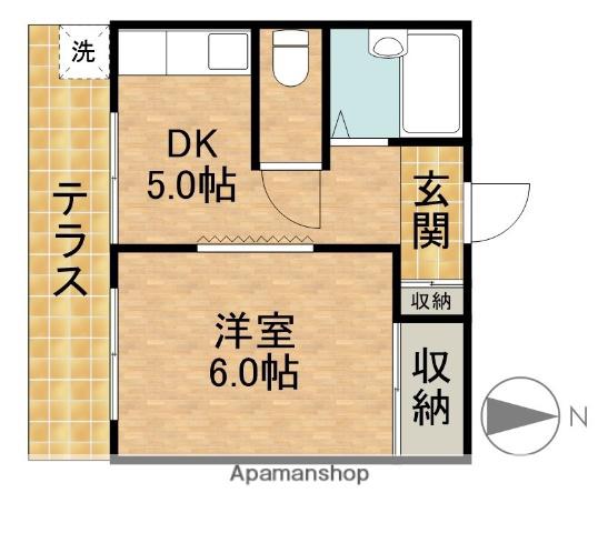 西部第三ハイツ(1DK/1階)の間取り写真