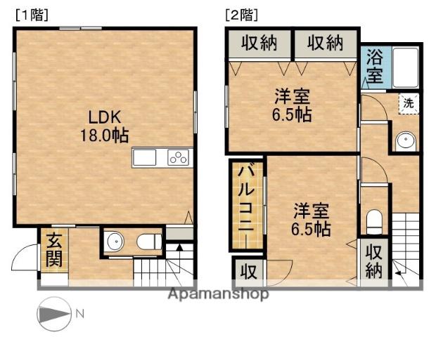 テラスハウス0の3乗(2LDK/1階)の間取り写真