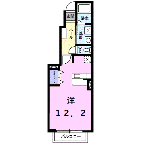 インペリアル ボヌール(1K/1階)の間取り写真
