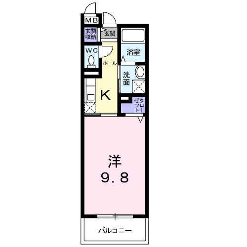 シーガルⅡ(1K/1階)の間取り写真